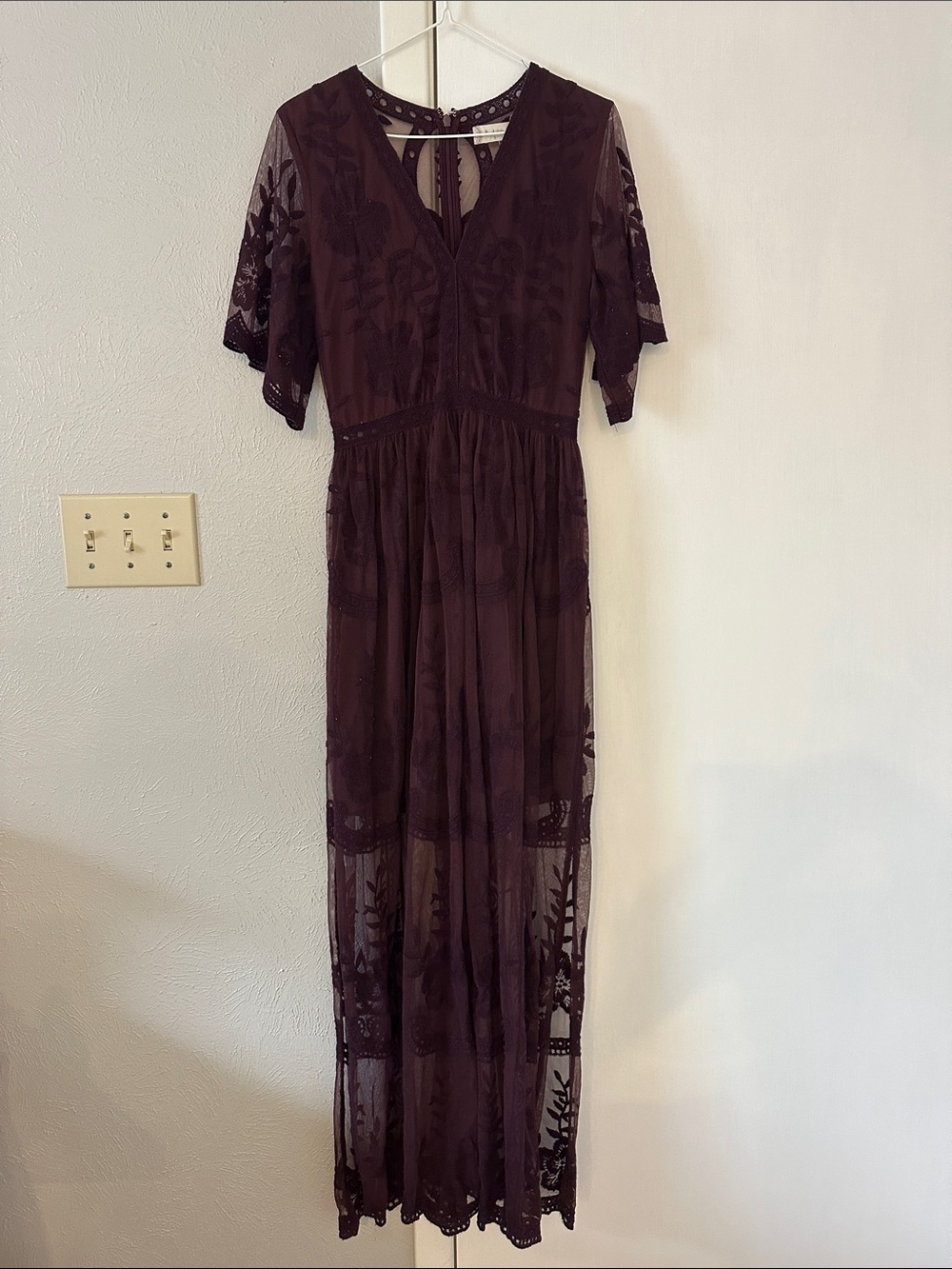 Altar'd State Plum Lace Maxi Dress